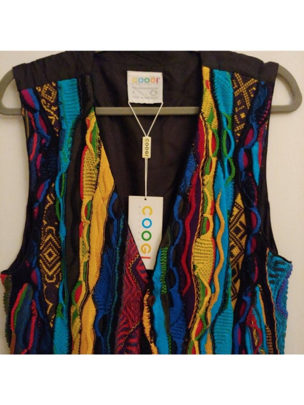 Coogi Womens Sweater Vest Colorful 3D Knit Mercerized Cotton 90s Hip Hop S - Picture 6 of 13
